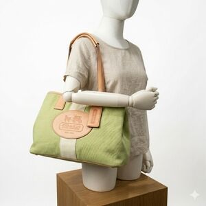 Coach Green Canvas Tote